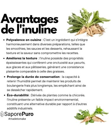 SaporePuro INULIN powder 250 g - LONG CHAIN - Prebiotic plant fiber from chicory roots - High performance inulin powder for fat replacement - Buy Online on GoSupps.com