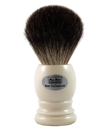 Hans Baier Exclusive Shaving Brush Real Grey Badger - Handle Plastic Cream White