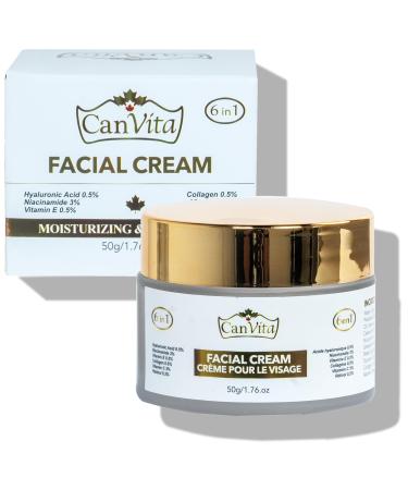 Retinol Cream for Face - Moisturizing & 6 in 1 Anti Aging face Cream - Daily Skin Moisturizer for Men & Women Hyaluronic Acid Vitamin C Vitamin E & Retinol - Anti Wrinkle Face Cream