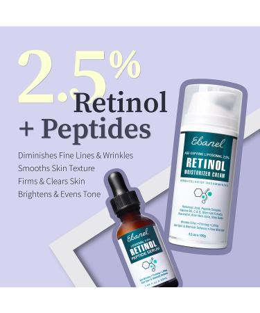 Ebanel 2.5% Retinol Serum with Hyaluronic Acid & Vitamin C - Anti-Aging, Pore Minimizer, Reduces Wrinkles & Dark Spots 1.08 Fl Oz - Buy Online on GoSupps.com