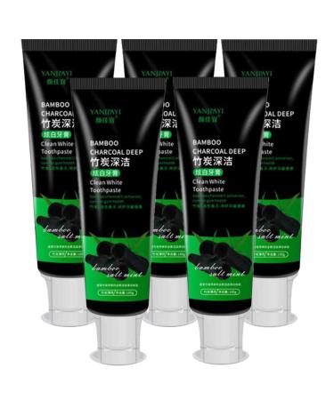 Yanjiayi Bamboo Charcoal Deep Toothpaste |Brightening toothpaste with activated carbon |Bamboo coal deep clean tooth paste |Clean White tooth paste |Fresh Breath |Remove Tooth Stains (5 pieces)
