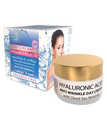 Dead Sea Collection Anti-Wrinkle Day Cream for Face with Hyaluronic Acid and Sea Minerals - Anti Aging  Nourishing and Moisturizer Face Cream (1.69 fl.oz)