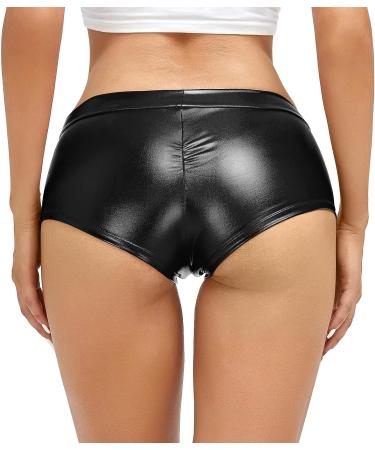 Javly Women's Metallic Rave Booty Shorts - X-Small Black | Halloween Clubwear - Buy Online on GoSupps.com