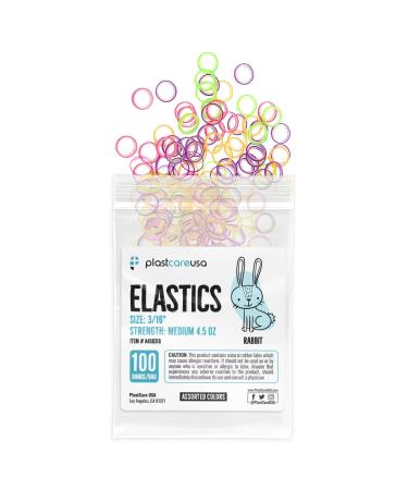 1000 Assorted Colors (Medium 4.5 Oz 3/16" Rabbit) Orthodontic Elastic Bands for Braces Multi-Sized & Multi-Tension Dental Bands for Teeth Alignment Gap Closure Latex (10 Bags of 100) Medium 4.5 Ounce 3/16" Rabbit