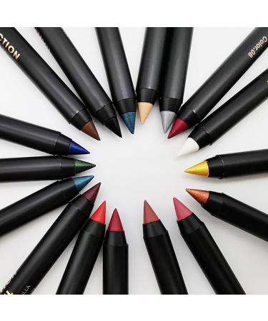 15 Pcs Rainbow Glitter Eyeliner Pencil Set | Waterproof Lip Liner & Eyeshadow Stick - Shop Now - Buy Online on GoSupps.com