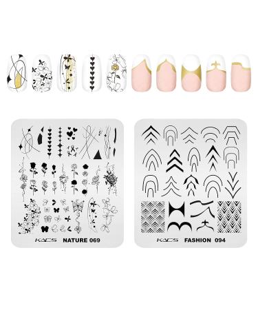 KADS Nail Stamping Plate Set - French Summer Flower Flamingo Rose Design with Stamper and Scraper - Buy Online on GoSupps.com