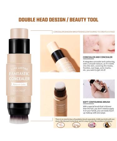 ONLYOILY Contour & Highlighter Stick Duo - Longwear Foundation & Bronzer Stick Set with Brush | Smooth, Easy Blending Face Makeup - Buy Online on GoSupps.com