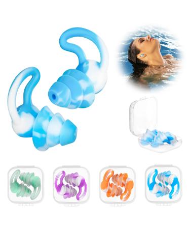 PEEH Ear Plugs for Swimming  4 Pairs Reusable Silicone Earplugs for Noise Reduction  Surfing  Shooting  Motorcycle  Sleeping  Snoring  Hearing Protection Earbuds for Noise Cancelling (Mix Color) Mixed Color