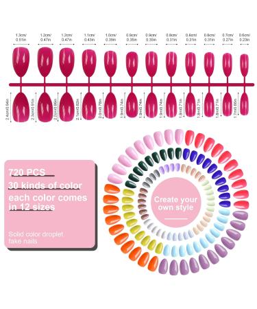 Kalolary Artificial Nails Set - 720 Stiletto & Almond Full Cover Nails in 30 Colors - Perfect for Salon Use - Includes File & Nail Pencil for Women & Girls - Buy Online on GoSupps.com
