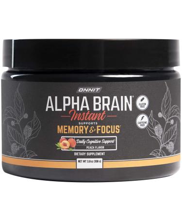 ONNIT Alpha Brain Instant - Peach Flavor - Nootropic Brain Booster Memory Supplement - Brain Support for Focus, Energy & Clarity - Alpha GPC Choline, Cats Claw, L-Theanine, Bacopa - 30 Serving Tub 3.8 Ounce (Pack of 1)
