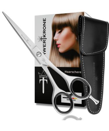 Schwertkrone hair cutting scissors hair scissors hairdressing scissors made of stainless steel Made in Germany silver right-handed - Buy Online on GoSupps.com