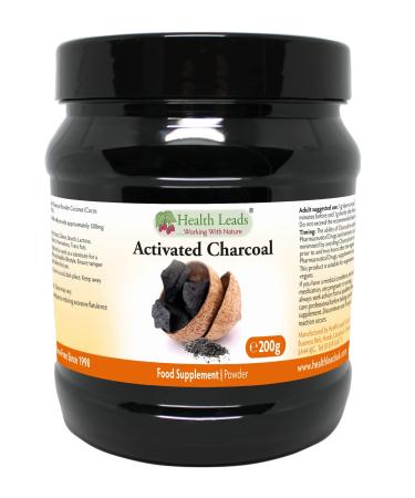 Activated Charcoal Powder 200g (Cocos nucifera) Food Grade 100% Natural for Teeth whitening Toothpaste & More Made from Coconut Shells Made in Wales