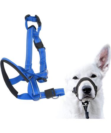 Pet Headcollar Stops Pets From Pulling Dog Head Collar Dog Head Halter with Safety Strap for Outdoor Walk Headcollars Collars (Blue) L Blue - Buy Online on GoSupps.com