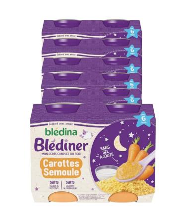 Bl dina - Bl d ner - 12 petits pots pour b b - Carotte Semoule - d s 6 mois - Pack de 6x2 Carottes Semoule 200 g (Lot de 12)