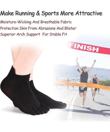 Meaiguo Men's Cotton Toe Socks - Low Cut Athletic Socks for Running in Black - Buy Online on GoSupps.com