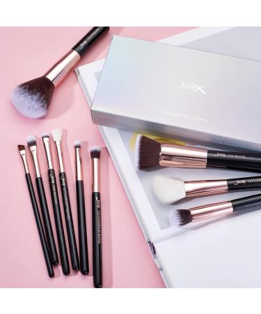 Jessup 10-Piece Makeup Brush Set - Black/Rose Gold - Eyeshadow Concealer & Eyeliner Brushes | International Shipping Available - Buy Online on GoSupps.com