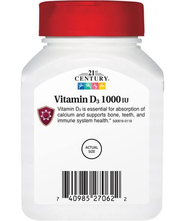 21st Century D3 25 mcg (1000 IU) - 110 Tablets for Immune Support & Bone Health - Buy Online on GoSupps.com