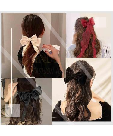 Andelaisi Vintage Silk Bow Hair Clips - Pink Chiffon Barrettes for Women and Girls - Buy Online on GoSupps.com