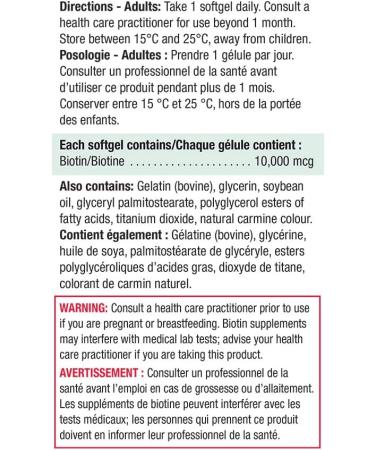 Jamieson Biotin 10 000 mcg Ultra Strength Softgels - Value Size Gluten-free 90 Count (Pack of 1) & Laboratories Zinc 50 Mg 100 Count (Pack of 1) Biotin + SUPPLEMENT 77S-6248 - Buy Online on GoSupps.com