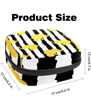 Stylish Women's Napkin Storage Pocket - Yellow Elephants & Black Stripes - Portable Menstrual Cup & Bandage Bags for First Period - Buy Online on GoSupps.com