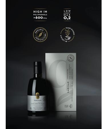 Garisar High Polyphenol Premium Olive Oil - 600 ppm, Low Acidity, Organic Arbequina, Early Harvest, Cold Pressed - 16.9 Fl Oz - Buy Online on GoSupps.com