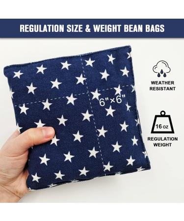 Cornhole Bags Set of 8 - All-Weather Resistant Professional Bean Bags for Tossing Game - Stars/Stripes Design - Includes Tote Bag - Regulation Size - Buy Online on GoSupps.com