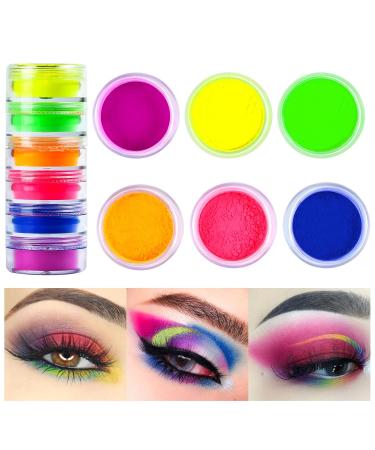 Neon Pigment Eyeshadow Powder - 6 UV Glow Colors for Bold Makeup | FindinBeauty Christmas Face & Body Art - Buy Online on GoSupps.com