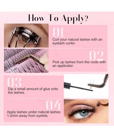 ALLOVE Wispy Lash Clusters - DIY Lash Extensions & Bottom Lashes | 7D Spike Light Volume 20D Clusters for Home Application - Buy Online on GoSupps.com