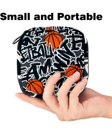 Grunge Basketball Pattern Womens Napkin Storage Bag | Portable Period Bag for Teens & Women | Menstrual Cup Pocket & Breastfeeding Pillow Holder - Buy Online on GoSupps.com
