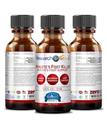 Research Verified Athlete's Foot Killer - 25% Undecylenic Acid & Tea Tree Oil - Top Relief for Athlete's Foot - Reduce Duration, Frequency & Severity - 1 Bottle - Buy Online on GoSupps.com