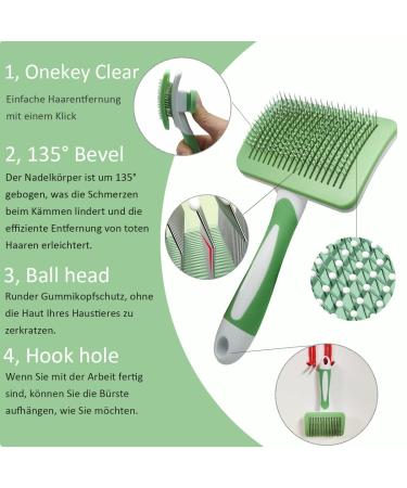 Self-Cleaning Cat Brush & Pet Brush - Gentle Undercoat Removal for All Fur Types (Green) - Buy Online on GoSupps.com