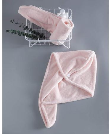 Shop Lumimi 2 Set Microfiber Haarurban Head Towels - Extra Absorbent Fast-Drying Fluffy with Button Clasp | Light Pink & Light Blue | International Shipping Available - Buy Online on GoSupps.com