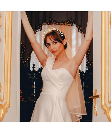 Stars Headband Glittering Star Halo Crown Headband Rhinestone Star Headband Goddess Headpiece Bridal Hair Accessories Star Rhinestone Tiara for Women Girls Wedding Party (Golden) - Buy Online on GoSupps.com