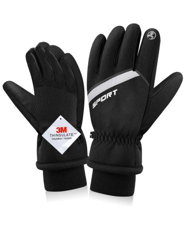 Winter Gloves Men Women Touchscreen Water Resistant Windproof 3M Thinsulate Gloves for Cold Weather Sports and Outdoor Work Large