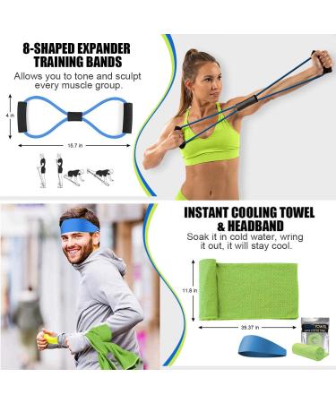 23Pcs Resistance Bands Set with Handles, Loop Bands, Jump Rope, Figure 8 Band - Workout Essential Kit - Buy Online on GoSupps.com