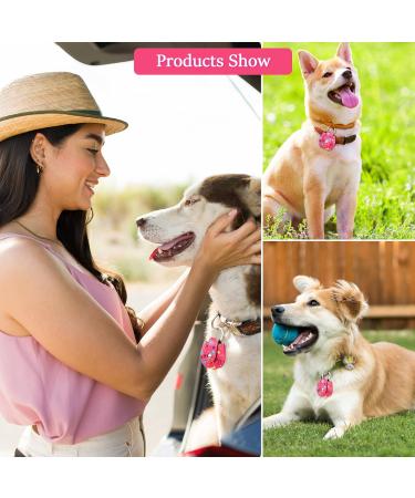 2-Piece Dog Brand Bag with Push Button | Military Dog ID Silencer Ring & Address Tag for Dogs & Cats | Rose Red Bone Paw Design - Buy Online on GoSupps.com