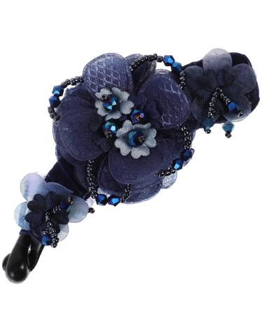 FRCOLOR 1pc Hairpins Hair Roller Clips Hairpinpal Pearl Hair Barrettes Pearl Tiara Hair Puff Clip Banana Clips Updo Ponytail Clip Banana Hair Clip Pretty Headgear Bracket Miss 1PC Blue