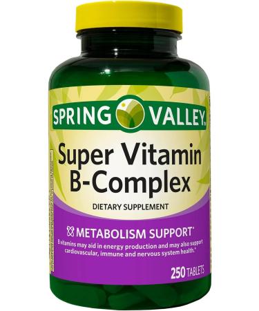 Spring Valley Super Vitamin B-Complex Tablets with Luall Sticker - 250 Count - Buy Online on GoSupps.com