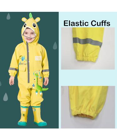 Fewlby Kids XL Puddle Suit Waterproof Overalls | Boys Girls Hooded Raincoat Romper | Toddlers Muddy Suit Rainwear | Size 5-6 Years | Light Yellow - Buy Online on GoSupps.com