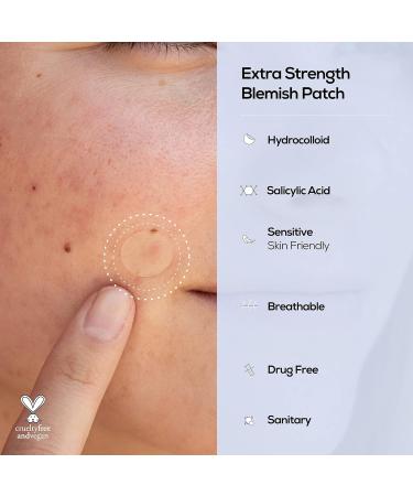 Hanhoo Extra Strength Blemish Patch | Hydrocolloid Acne Spot Treatment with Salicylic Acid | Vegan & Cruelty-free | 36 Count - Buy Online on GoSupps.com