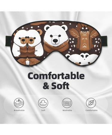 Ultra-Soft Light-Blocking Eye Mask - White Bear & Brown Bear Print for Comfort & Restful Sleep | International Shipping Available - Buy Online on GoSupps.com