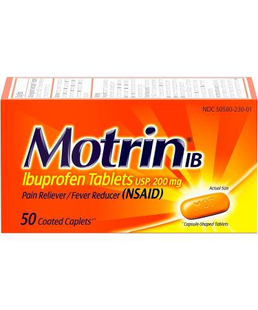 Motrin IB Caplets 50 Count 200mg - Fast-Acting Pain Relief Tablets - Buy Online on GoSupps.com