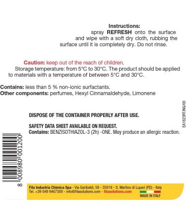 FILA Surface Care Solutions REFRESH Marble Cleaner For Worktops Polishes And Renews Kitchen Worktop Ideal For Granite Quartz And All Natural Stone Stain Remover 750ml Single - Buy Online on GoSupps.com