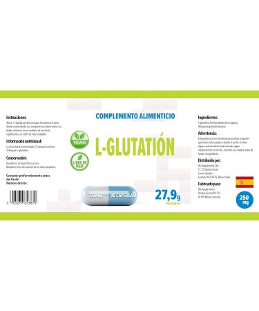 L-Glutathione 250mg - 90 Vegan Capsules for Skin & Liver Detox | High Dose Laboratory Tested - Buy Online on GoSupps.com