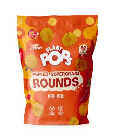 Plant Pops 100% Vegan Gluten Free and Low Calorie Peri Peri Supergrain Rounds Sharing Bag Snacks (3 Pack x 80g). High in Fibre Delicious Healthy Crisps 89 KCAL per serving. 3 Pack (80g)