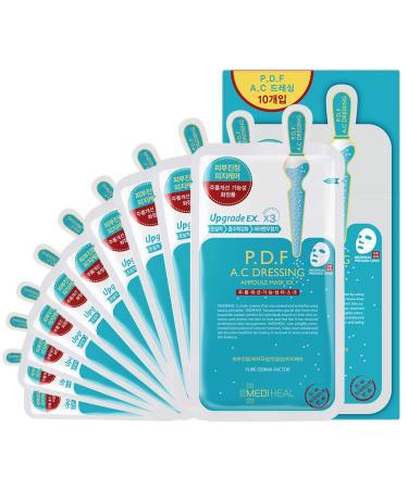 Mediheal P.D.F AC-Dressing Ampoule Mask EX. 10Pack - Acne-Prone Skin and Redness Relief Calming Blemishes Sebum Control for Oily Skin