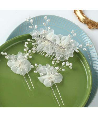 SOBEIT Wedding Hair Comb Set - Flower Pearl Bridal Accessories for Bride, Bridesmaid - Elegant Hair Pieces for Women and Girls - Buy Online on GoSupps.com