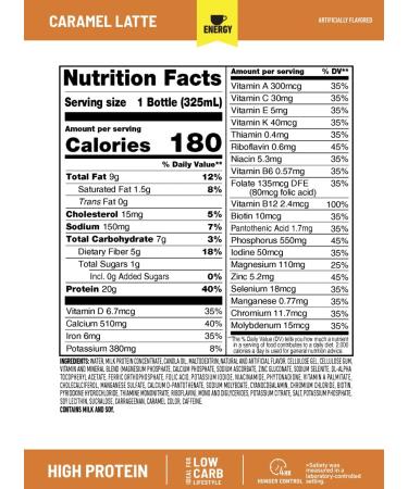 SlimFast Advanced Energy Caramel Latte Shake 4ct, 20g Protein, 11 fl oz - Pack of 4 - Buy Online on GoSupps.com