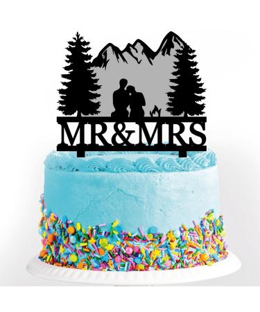 keonsatrz Mountain Wedding Cake Topper Hiking Wedding Cake Topper Outdoor Wedding Cake Topper Forest Theme Wedding Bridal Shower Anniversary Cake Decorations