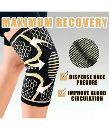 Knee Brace - Copper Compression Sleeve for Patellar Support & Pain Relief | XL Black | Ideal for Sports Fitness Running & Hiking - Buy Online on GoSupps.com